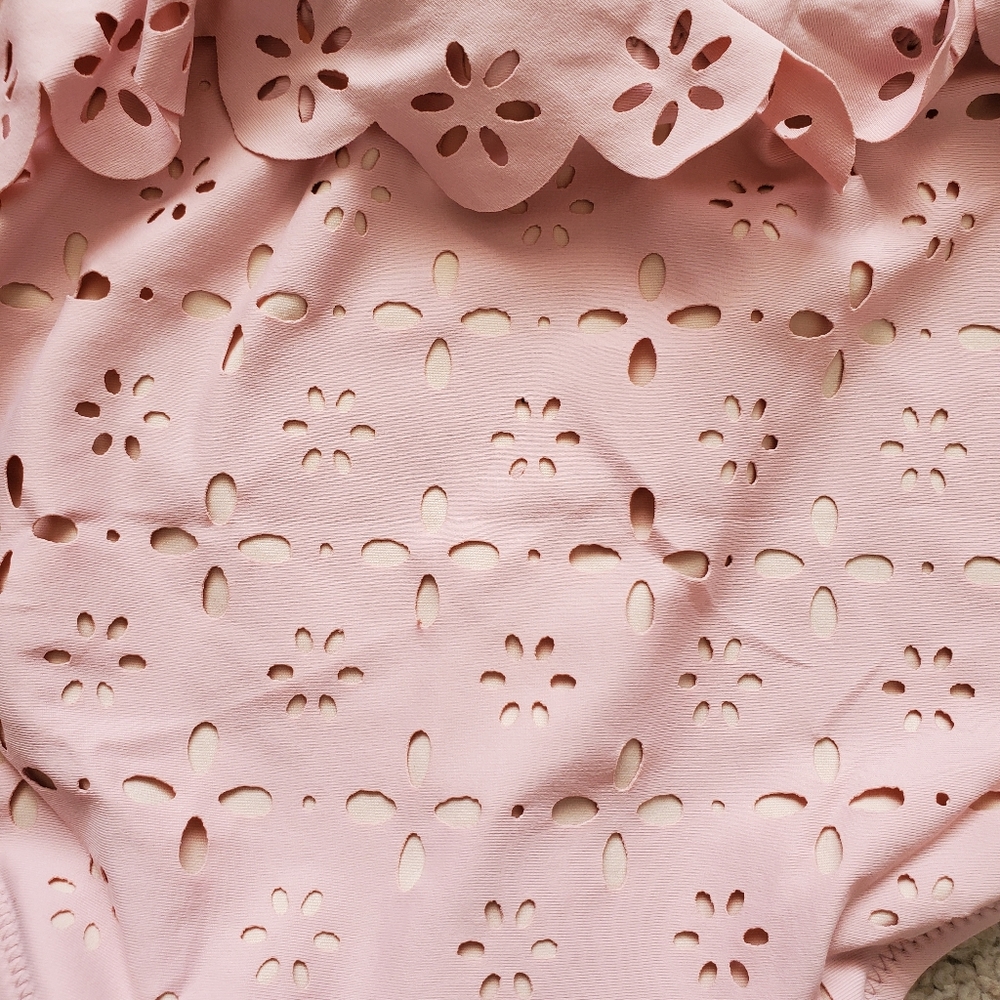J.Crew scalloped eyelet lowrider bikini bottom, medium, pink - Picture 4 of 10